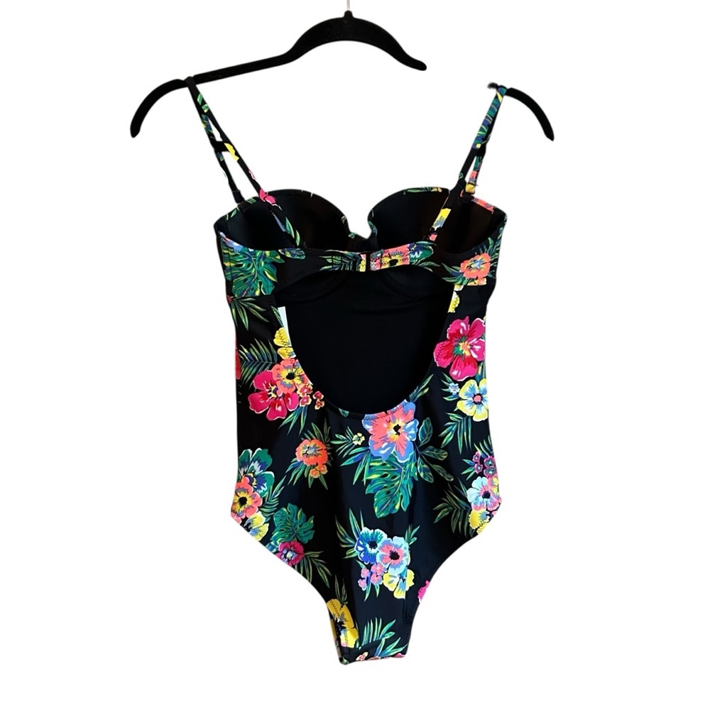 Old Navy Convertible One Piece Underwire Swimsuit Women’s Small Black Floral NEW - Picture 5 of 8